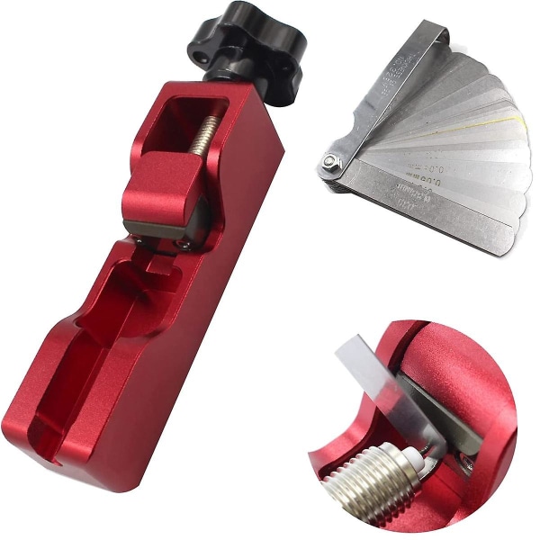 Plug Gap Verktygssats Kompatibel med 10mm 12mm 14mm 16mm Pluggar, (röd + tjocklekssond)