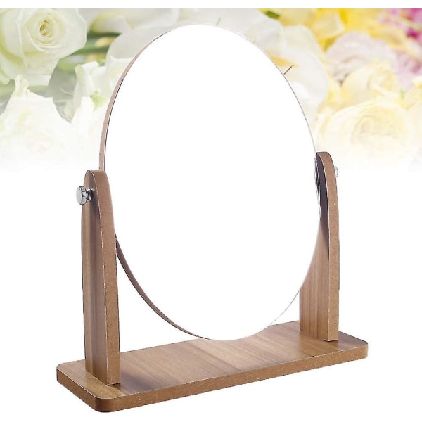 Makeup-spejl i træ med HD-træramme (oval træ)
