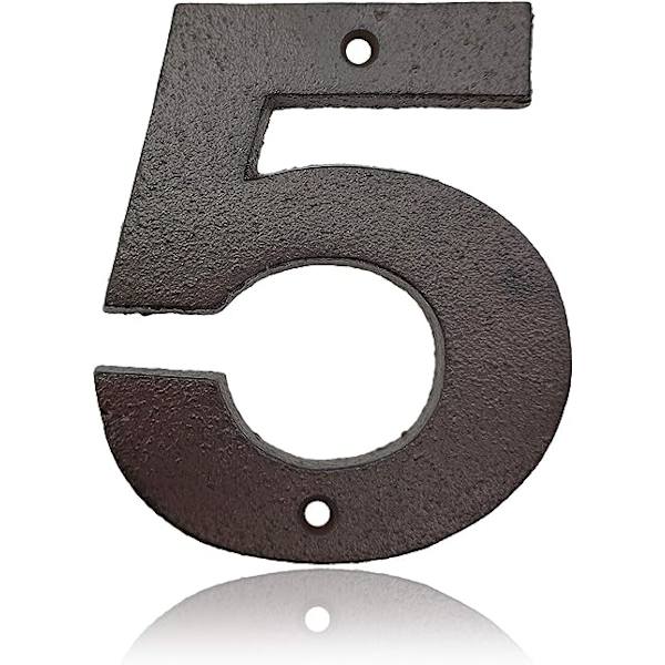 Gjutjärnshusnummer - 4,9 tum höga adressnummer/brevlådenummer, Nummer 5