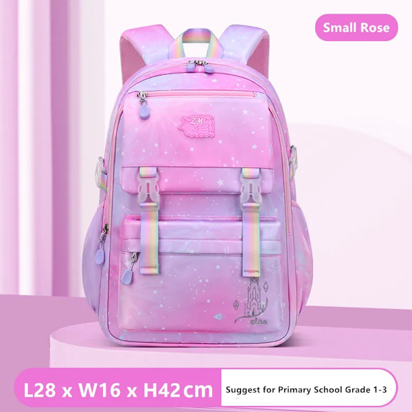 Skolesekker for jenter lilla vanntette ryggsekker i koreansk stil Small Rose