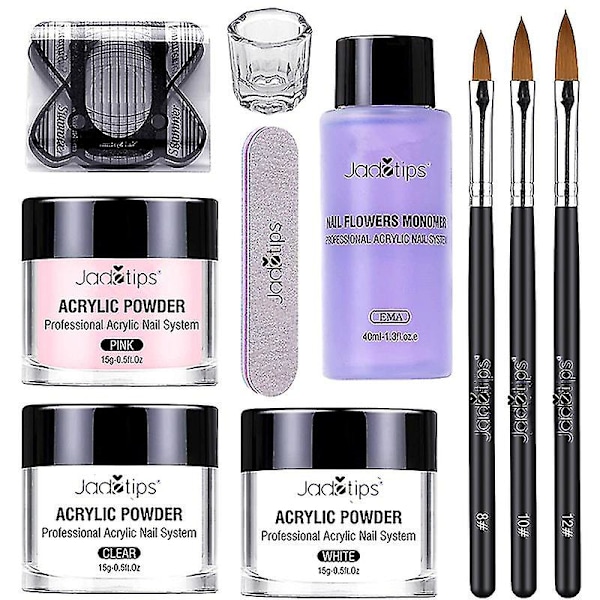 40 ml akrylfärger för naglar med pensel, nagelkonst startset, manikyrverktyg