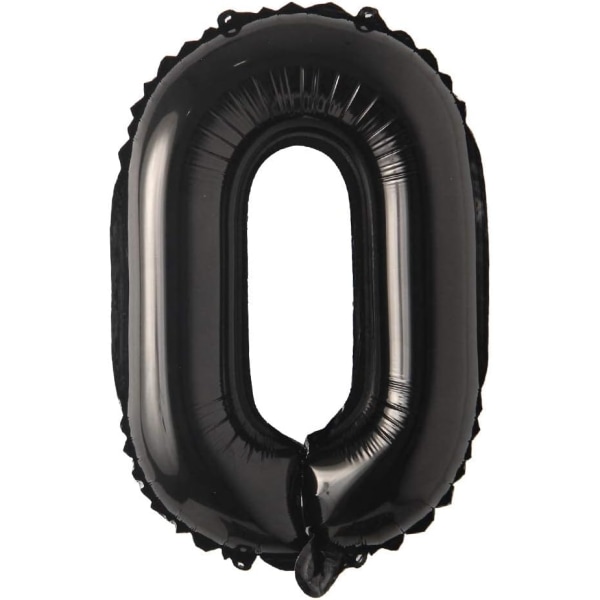 40,64 cm enkel svart alfanumerisk ballong aluminium hängande folieballong Bröllopsfödelsedagsfest Dekorativ banner Air Mylar ballong (40,64 cm svart 0)