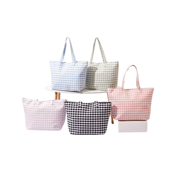 Vichy stoff strandveske stor veske 50 x 40 x 15cm multi-bruk, daglig, treningsstudio, strand, stor kapasitet Ny vår/sommer 2024-kolleksjon for kvinner Verde Claro