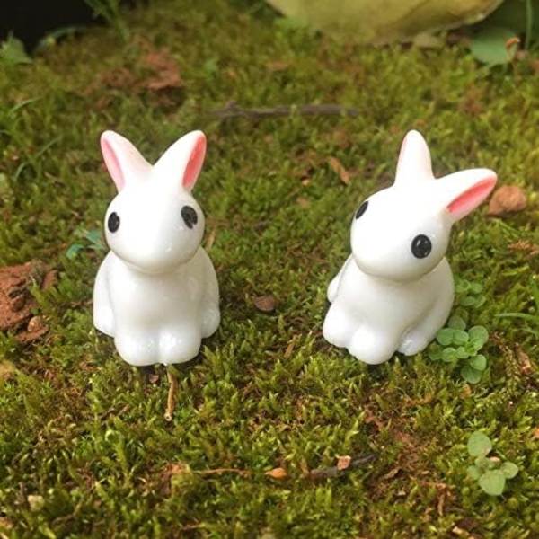 Miniatyr Djur Miniatyr Figurer Fe Trädgård Miniatyr Mossa Landskap DIY Terrarium Hantverk Prydnad Tillbehör för Heminredning (Kanin, Paket med 50)