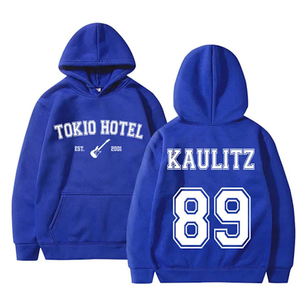 Tokio Hotel Hupparit Rock Bändi Pulloverit Bill Kaulitz Painatus Hupullinen Kaulitz 89 Hupullinen Y2k Katutyyli Tokio Hotel Hupullinen blue L