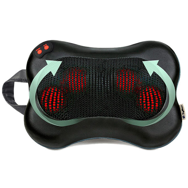 Shiatsu rygg- og nakkemassasje - 3D elting dypvevsmassajepute med varme for muskelavslapping, stoler og biler - Svart (ZMA-13-BK)