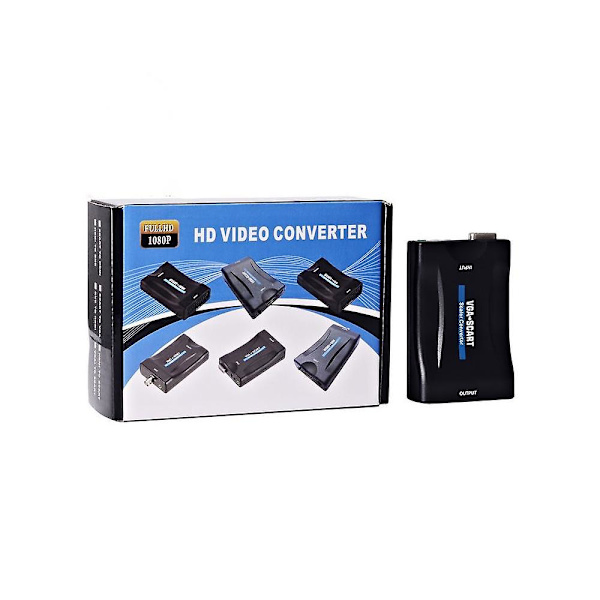 HDMI till SCART-omvandlare, stödjer 1080p HD-video, med europeisk standardströmadapter