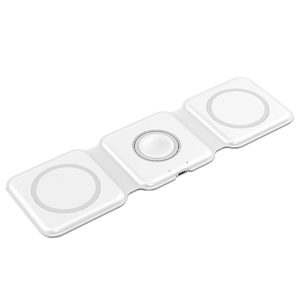 15W Apple MagSafe Magnetisk 3-i-1 Foldbar Trådløs Oplader Telefonholder