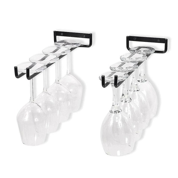 Set med 2 vinglashållare Metallglashållare Glasskena Glashållare med stam Väggmontering