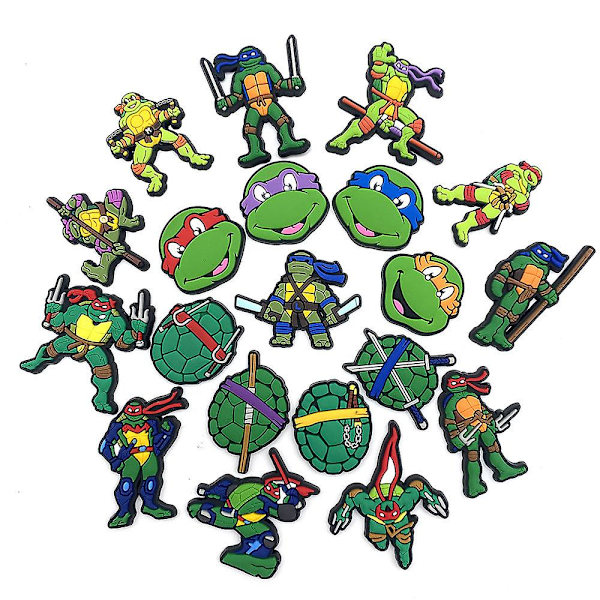20 kpl/setti Teenage Mutant Ninja Turtles -hahmoja kenkien riipuksia Crocs-kenkiin ja sandaaleihin koristeeksi ja lahjaksi