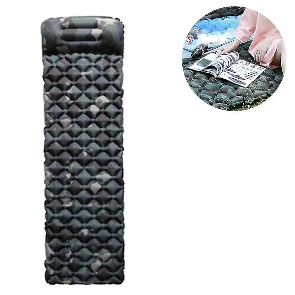 Soveromspute for camping, ultralett sovepute med innebygd pute, oppblåsbar campingmadrass for backpacking( Farge : Camou