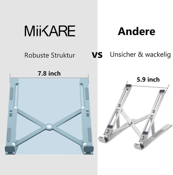 Bærbar computer stand, aluminium ventileret bærbar computer stand 6 niveauer justerbar ergonomisk bærbar computer stand