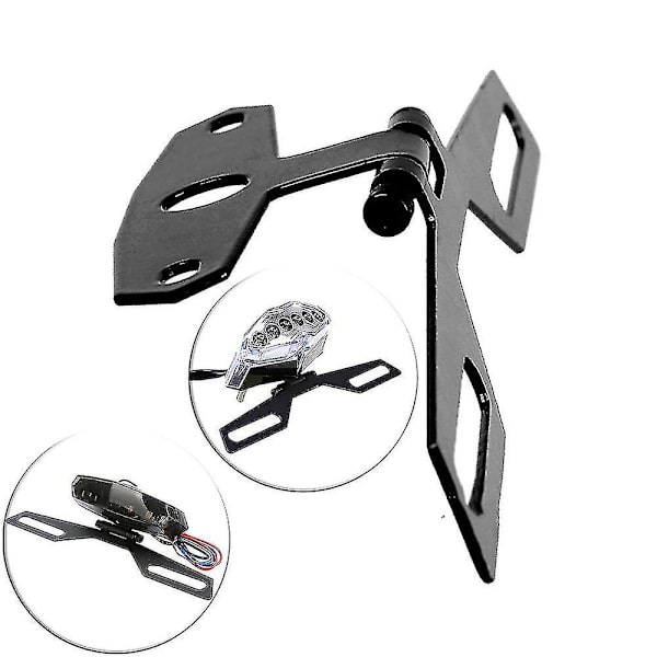 Universal sammenleggbar motorsykkel bakskjerm fender eliminator skiltplateholder (svart) (1 stk)