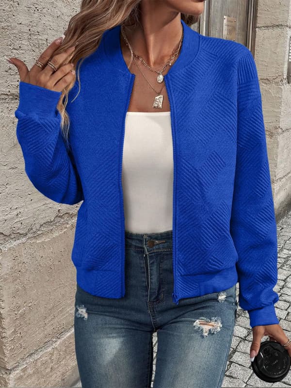 Dammode Casual Höst/Vinter Enfärgad Tryckt Långärmad Jacka blue S