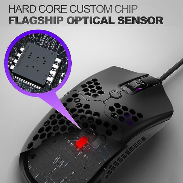 Led Lett 65g Kablet Spillmus Justerbar Dpi Optisk Sensor