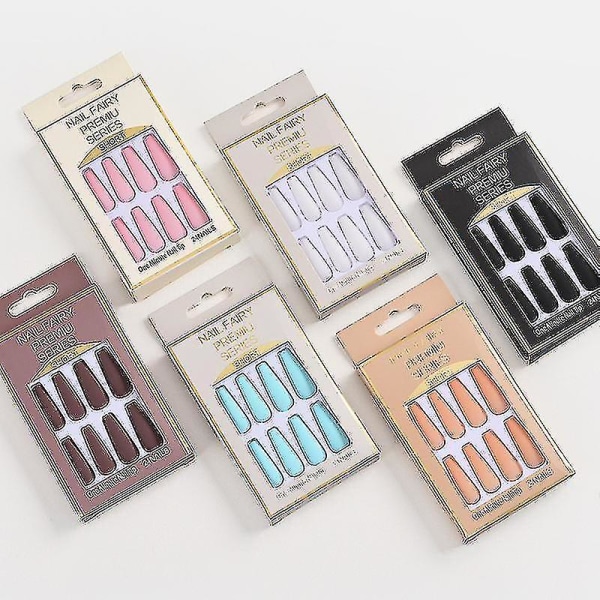 24 stk. Ballet Falske Negle Super Lange Solid Farve Harpiks Kiste Negle Piec