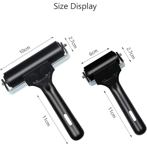 2 stk Rinavure Brayer Hard Rubber Fargerulle 2 Størrelser 10 cm og 6 cm Trykkverktøy