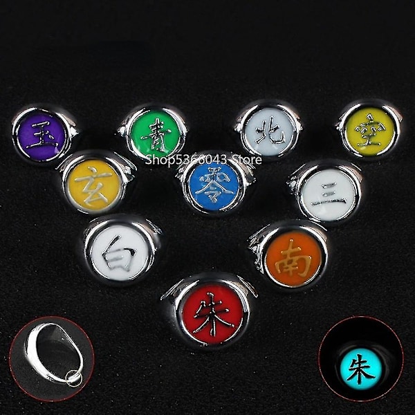 2023-anime Cosplay Ring Set Akatsuki Itachi Ring Luminous Ring Metal Finger Smykker Tilbehør Cool Bedste Ven Barn Jul Gave
