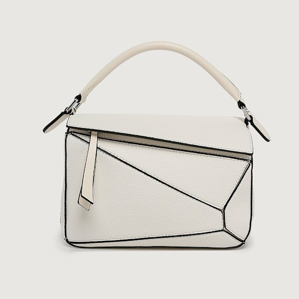 Kvinnors Box Design Tote Bag Axelväska Grå Vit Svart Blanco