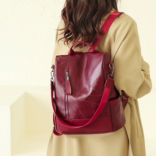 Fashion dam ryggsäck designer hög kvalitet mjukt läder enkel stil stor kapacitet stöldsäker bågformad spetsmaterial Brown