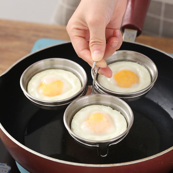 Rostfritt Stål Äggkokare, Perfekt Kokt Ägg Maker, Runda Äggkokare Ringar För Frukost Matlagning Verktyg 3 Kokta Ägg Koppar