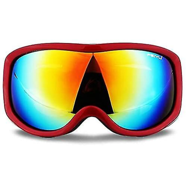 Skidglasögon Anti-fog Uv-skydd Snowboard Snow Goggles För Män Kvinnor Ungdom(röd+färgglad)