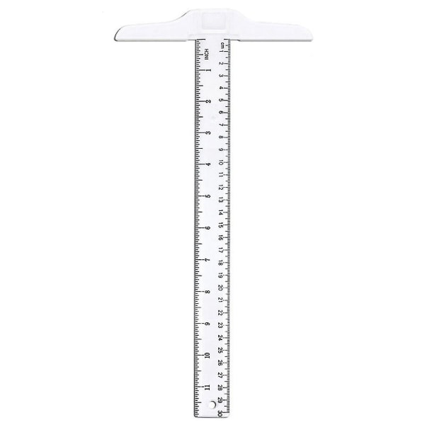 Gong Ying 30cm/12\" Plast T-linjal Metrisk Linjal Cm/tum Dubbelsidig Skala T-formad Linjal Z16748