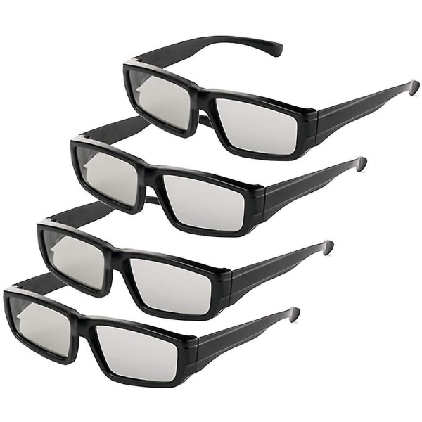 4 stk. 3D Briller Unisex Passiv Polariseret 3D Briller til LG, Sony, Panasonic, Toshiba, Vizio og alle Passive 3D TV'er til at se film Cirkulær Polariseret Le