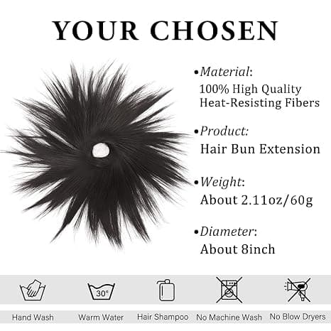 Syntetisk Hårbolle Extensions Rodset Hårbånd Elastisk Chignon Scrunchie Wrap Updo Falske Hårstykker Til Kvinder Hår (sort)