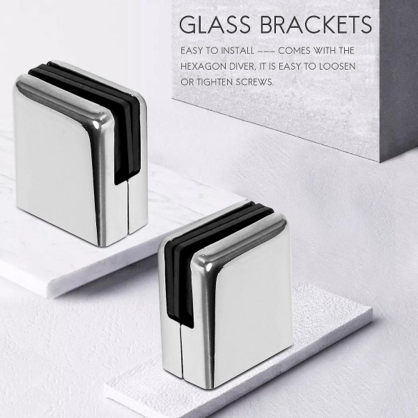 Glasklämma 8-10mm 8st Rostfritt Stål 304 Justerbar Glasfäste Platt Bak för Balustrade