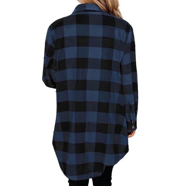 Dameknapper ned skjorter Oversized lette bluser Løse afslappede toppe Efterår trendy frakker Blå S Blue S
