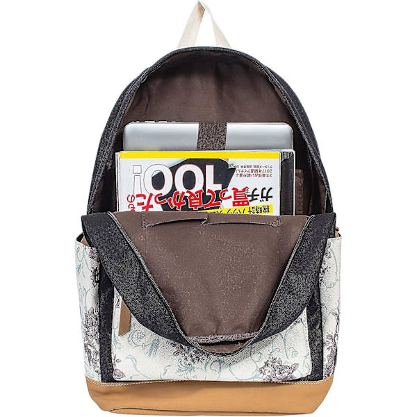 Blommig Skolryggsäck College Ryggsäck Axelväska Satchel Dagryggsäck Rosa