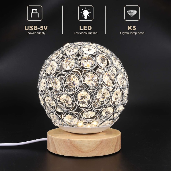Usb bordslampa silverkula med sängbordslampa dimbar lig