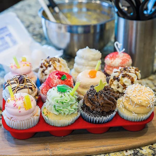 12-kops silikone muffinform, non-stick bageform til cupcakes