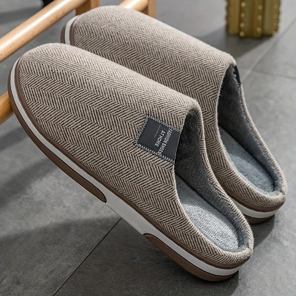 Mjuka och bekväma tofflor för män, lätta och andningsbara halkfria skor med luddigt foder grey 41-42