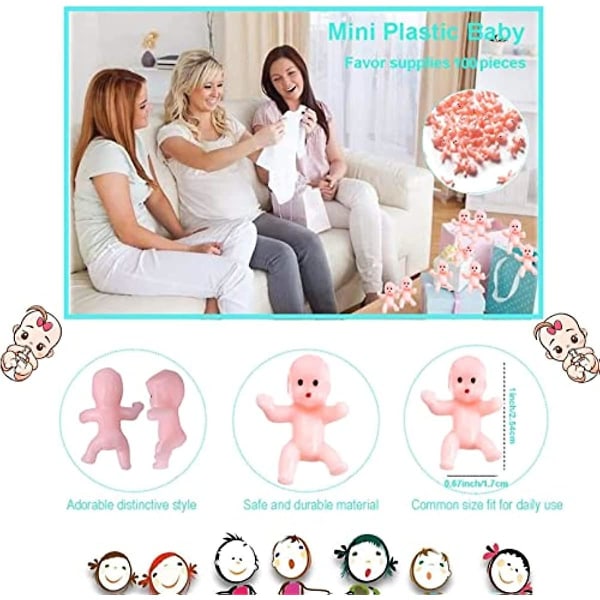 Mini muovivauvoille 100 kpl 1 tuuman minivauvoja Pienet baby vauvat Ice Cube vauvanukke Baby Shower -juhliin Pelitarvikkeet Koriste Halloween Dol