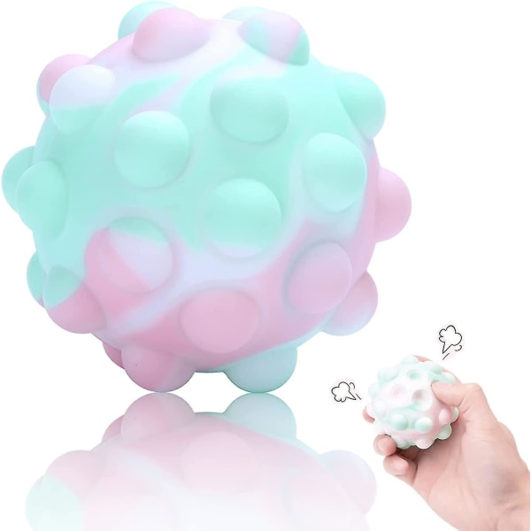 Xqday Push Bubble Pop It Stress Ball, Leketøy Squeeze Ball, silikon 3d Fidget Ball Pop It