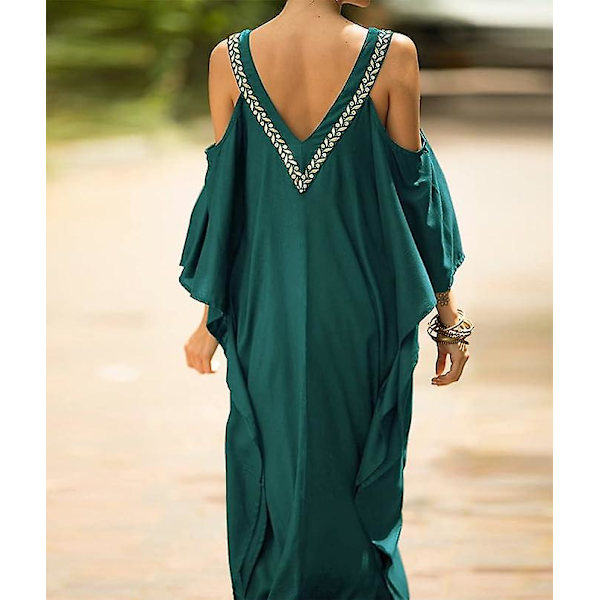 Strandkjole Maxi, Boheme Stil, Maxi Strandkjole Med V-hals