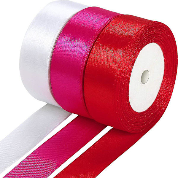 3 Rullar 1 Tums Valentinsdag Satinband 75 Yards Solid Tyg Inslagningsband För Diy Håraccessoarer Presentförpackning Bröllop