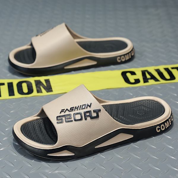 Herr Ultra Mjuka Slides Halkfria Casual Tofflor Öppen Tå Skor Inomhus Utomhus Strand Dusch Khaki 38-39