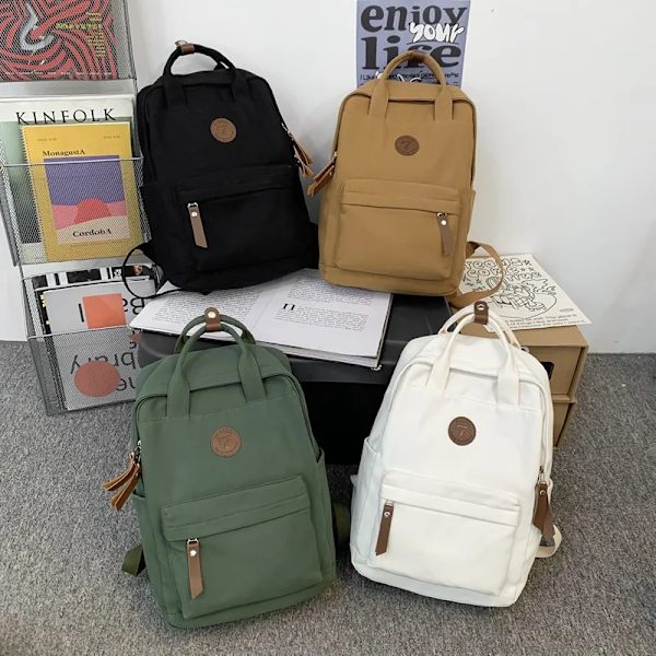 2023 Canvas Ryggsäck Män Kvinnor Retro Resväska Flicka Pojke Laptop Student Skolväska Mode Blanco