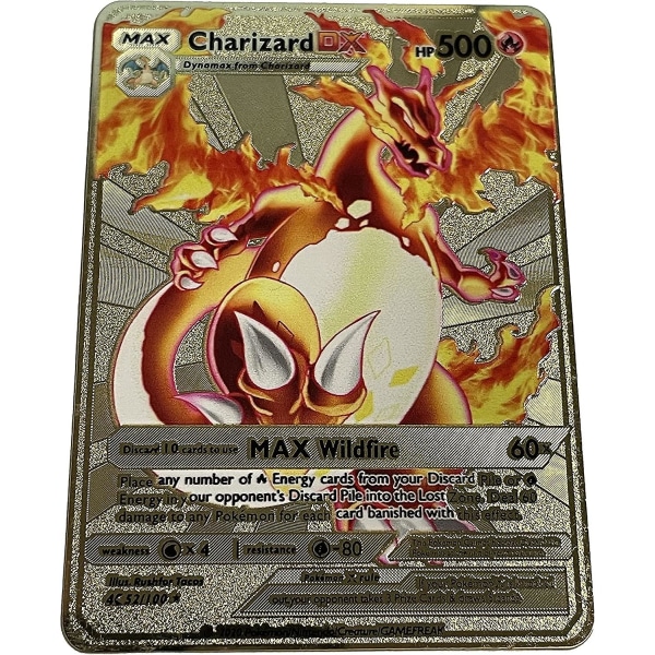 Charizard Dx Metallgullkort - Samlerobjekt Sjelden Skinnende Gullkort - Begrenset Antall