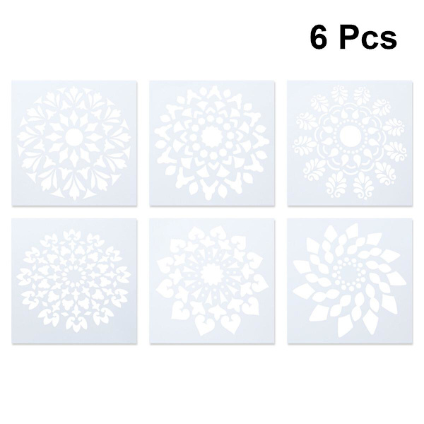 6 kpl Stenssilarkkia Piirustusmalleja Mandala Pistemaalausmalleja Kukkasstencilit DIY-stencilit