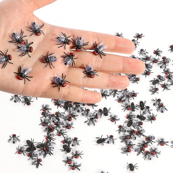 200 st falska flugor leksaker, plastflugor leksaker realistiska flugor figurer skämt husflugor modeller april fools' day trick skämt rekvisita nove