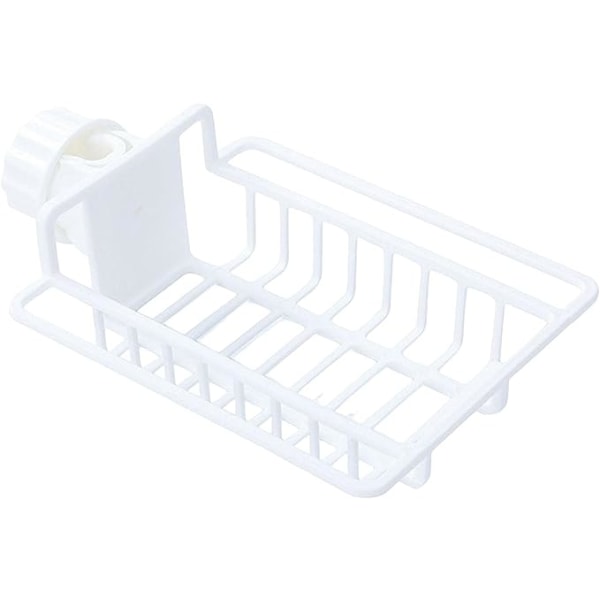 Faucet Storage Holder Adjustable Faucet Drainage Shelf for Kitchen Sink Scrubbers, White