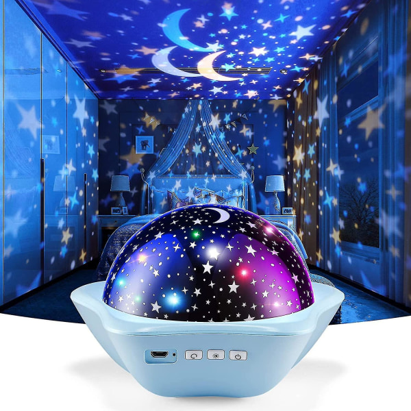 Starry Sky Projector Galaxy Night Lights Star Moon Projektor Led Roterande Nattlampa För Barn Sovrumsdekoration Baby