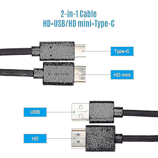 Bosto 2-i-1-kabel för Bosto 13hd/16hd/16hdk/16hdt/bt-16hd/bt-16hdk/bt-16hdt grafisk ritplatta