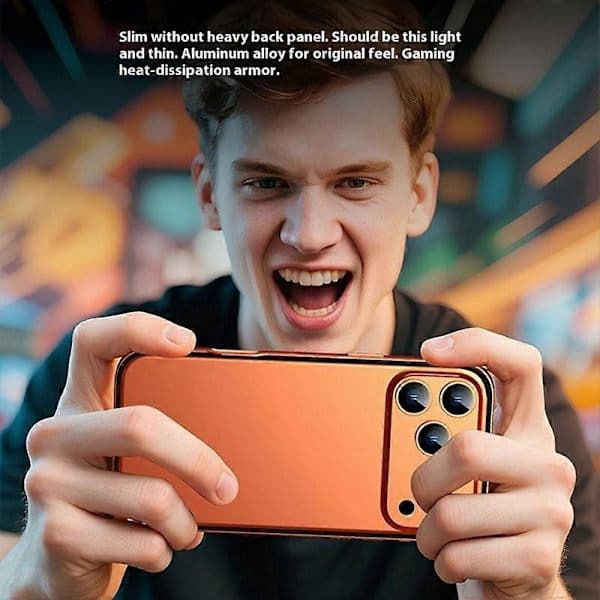 Ihåligt termiskt silikonmetallramsfodral för iPhone 17 Pro Bright silver