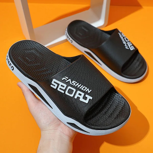 Luksus Sommer Mænd Kvinder Sandaler Åndbar Strand Flip Flops Casual Tøfler Stor Størrelse 48 49 Negro 42-43