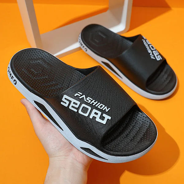 Lyxiga sommarsandaler för män och kvinnor, andningsbara strandtofflor, avslappnade tofflor, storlek 48 49 Negro 40-41